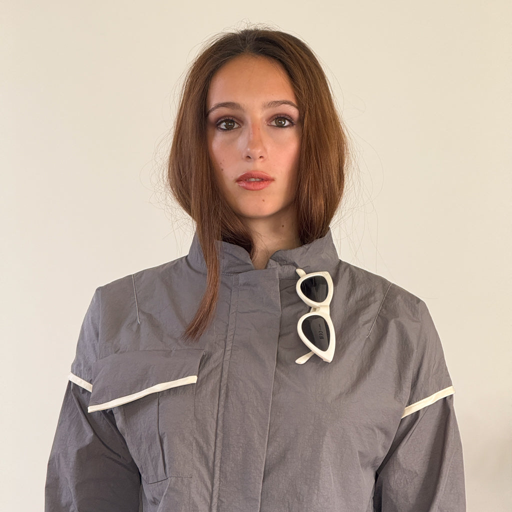 Hook for sunglasses on the collar line