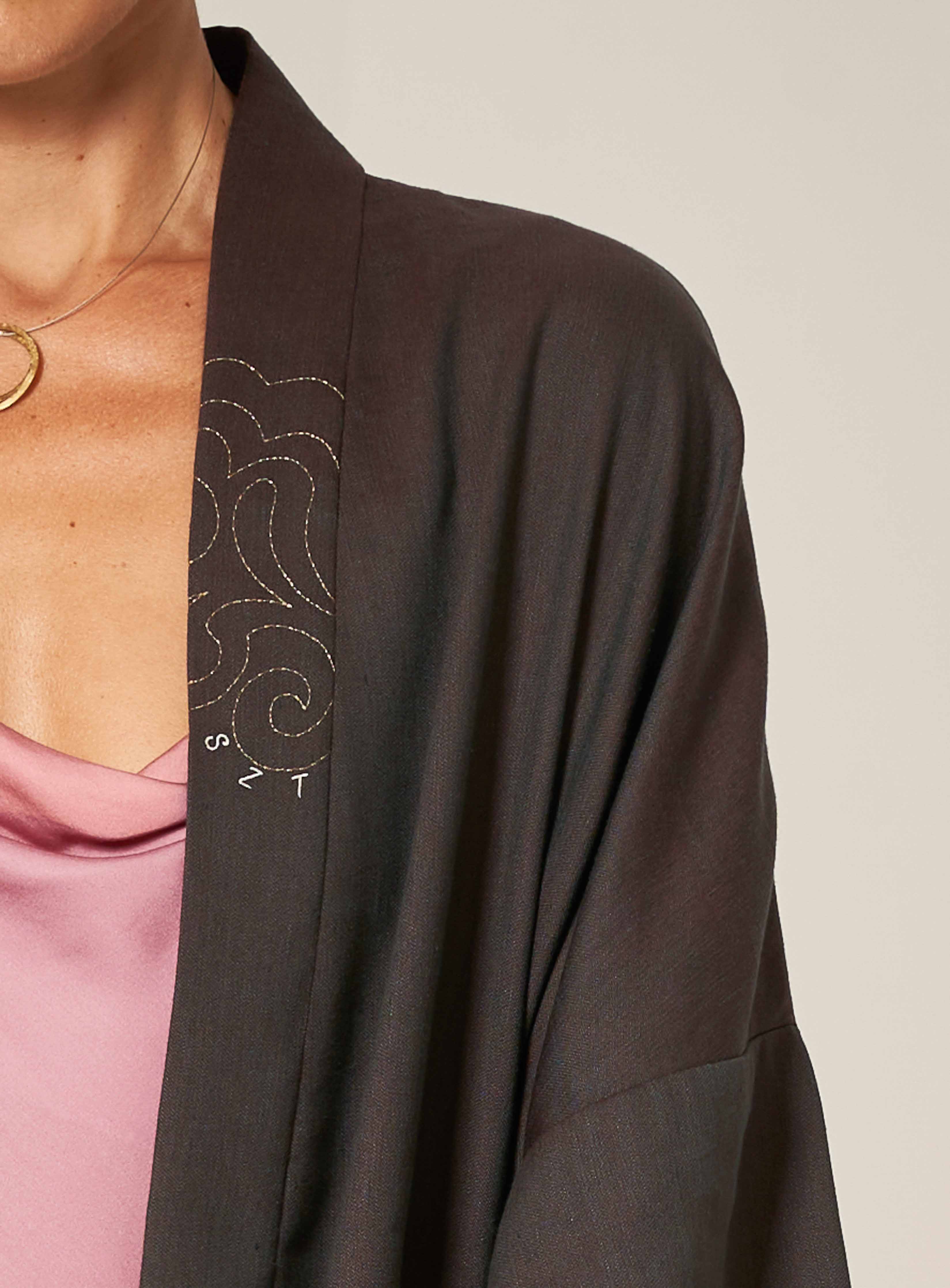 Versailles Kimono for women - linen wool silk blend
