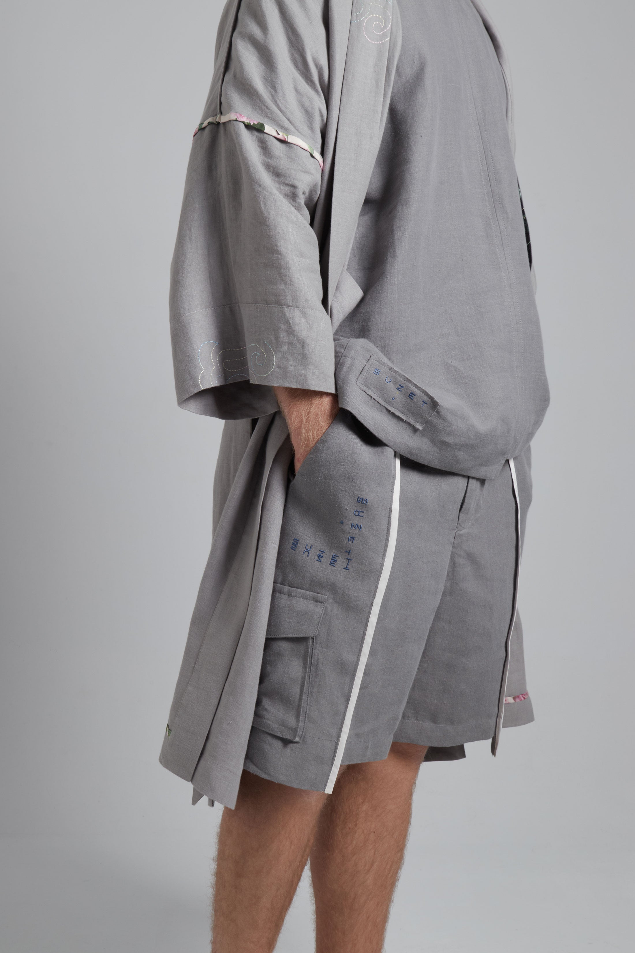 Ibiza shorts - stone grey linen – S U Z E T atelier
